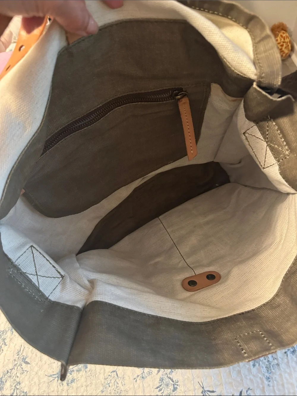 Will Leather Goods Olive Canvas Messenger with Brown Leather Accents